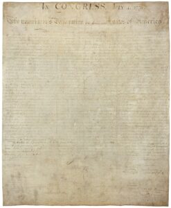 Image of the original Declaration of Independence.